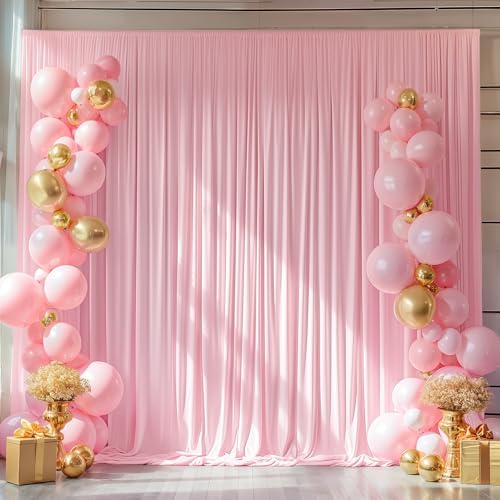 20x10ft Pink Backdrop Curtains for Wedding Parties Wrinkle Free Pink Curtains Photo Backdrop Drapes for, alternate view 7