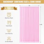 20x10ft Pink Backdrop Curtains with Lights String for Parties, 4 Panels in 5'(W) x 10'(H),4 panels in Pink, alternate view 6