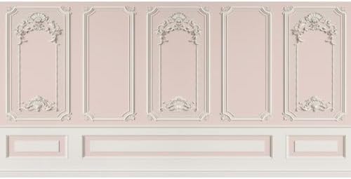 20x10ft Pink White Vintage Room Inside Backdrop European Frame Modern House French Castle Pink Wall Retro Style