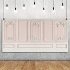 20x10ft Pink White Vintage Room Inside Backdrop European Frame Modern House French Castle Pink Wall Retro Style, alternate
