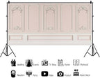 20x10ft Pink White Vintage Room Inside Backdrop European Frame Modern House French Castle Pink Wall Retro Style, alternate