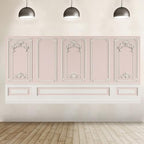 20x10ft Pink White Vintage Room Inside Backdrop European Frame Modern House French Castle Pink Wall Retro Style, alternate