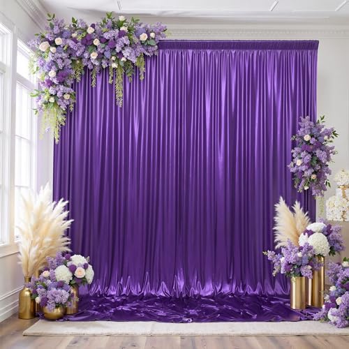 20x10FT Purple Sequin Backdrop Curtain - 4 Panels of 5x10FT Wrinkle-Free Glitter Drapes for Photography