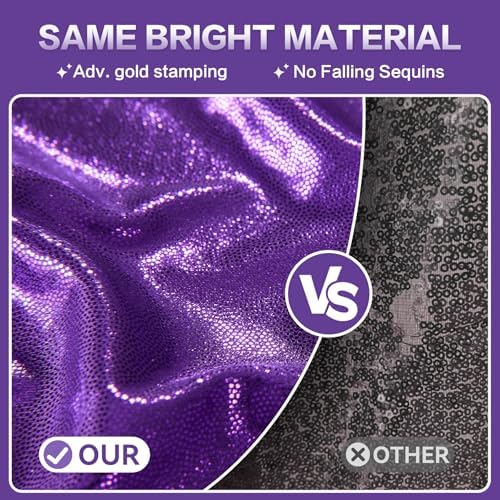 20x10FT Purple Sequin Backdrop Curtain - 4 Panels of 5x10FT Wrinkle-Free Glitter Drapes for Photography, alternate view 2