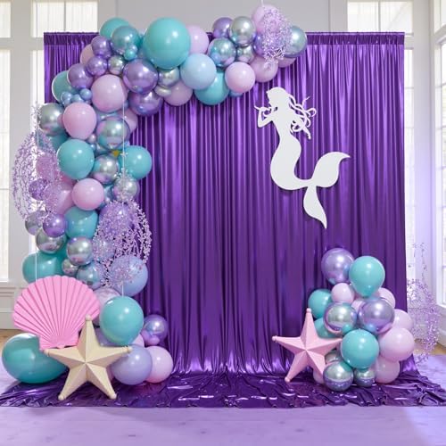 20x10FT Purple Sequin Backdrop Curtain - 4 Panels of 5x10FT Wrinkle-Free Glitter Drapes for Photography, alternate view 3