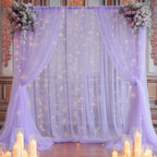 20x10ft Purple Tulle Backdrop Curtain with Lights String for Parites, Sheer Backdrop Curtains for Wedding Baby