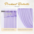 20x10ft Purple Tulle Backdrop Curtain with Lights String for Parites, Sheer Photo Backdrop Curtains with Lights, alternate