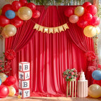 20x10ft Red Backdrop Curtain Panels for Parties - Wrinkle Free Polyester Photo Curtain Backdrop Wedding Back, alternate view