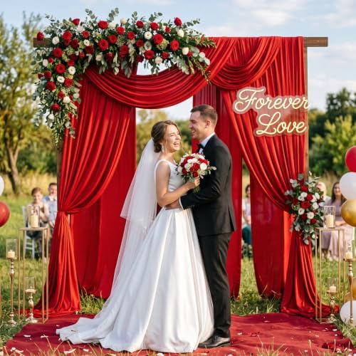 20x10FT Red Backdrop Curtains for Wedding Parties, Ultra Drapey & Silky Drapes for Backdrop Skin-Friendly & Soft, alternate