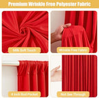 20x10ft Red Backdrop Curtains with Lights String for Parties, 4 Panels in 5'(W) x 10'(H),4 panels in Red, alternate view 4