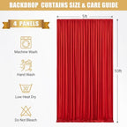 20x10ft Red Backdrop Curtains with Lights String for Parties, 4 Panels in 5'(W) x 10'(H),4 panels in Red, alternate view 5