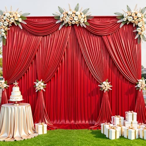 20x10FT Red Sequin Backdrop Curtains Wrinkle Free Drapes for Wedding in 20x10FT, alternate view 5