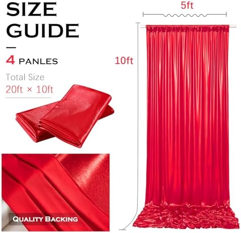 20x10FT Red Sequin Backdrop Curtains Wrinkle Free Drapes for Wedding in 20x10FT, alternate view 6