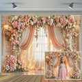 20X10ft Romantic Floral Wedding Backdrop Pink Flower Curtain Photography Background Anniversary Ceremony Bridal