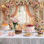 20X10ft Romantic Floral Wedding Backdrop Pink Flower Curtain Photography Background Anniversary Ceremony Bridal, alternate