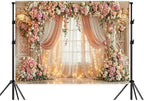 20X10ft Romantic Floral Wedding Backdrop Pink Flower Curtain Photography Background Anniversary Ceremony Bridal, alternate