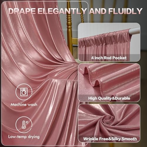 20x10FT Rose Gold Sequin Backdrop Curtain - 4 Panels of 5x10FT Wrinkle-Free Glitter Drapes for Photography, alternate view 3