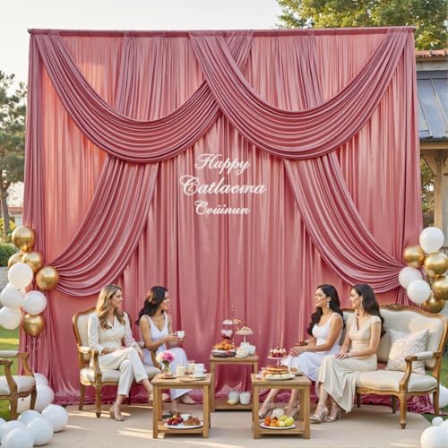20x10FT Rose Gold Sequin Backdrop Curtain - 4 Panels of 5x10FT Wrinkle-Free Glitter Drapes for Photography, alternate view 4