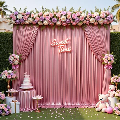 20x10FT Rose Gold Sequin Backdrop Curtain - 4 Panels of 5x10FT Wrinkle-Free Glitter Drapes for Photography, alternate view 5