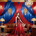 20x10FT Royal Blue and Red Sequin Backdrop Curtains for Halloween Parties in 20x10FT, alternate view 6