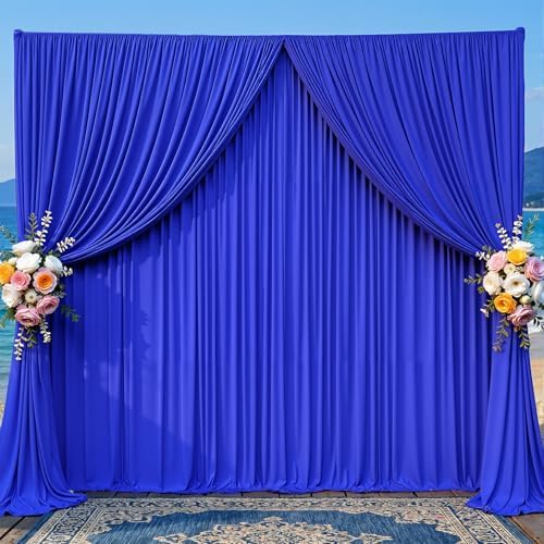20x10ft Royal Blue Backdrop Curtain Panels for Parties - Wrinkle Free Polyester Photo Curtain Backdrop Wedding