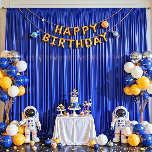 20x10ft Royal Blue Glitter Backdrop Curtain for Parties, Wrinkle Free Satin Photo Backdrop Drapes 4 Panels, alternate view 5