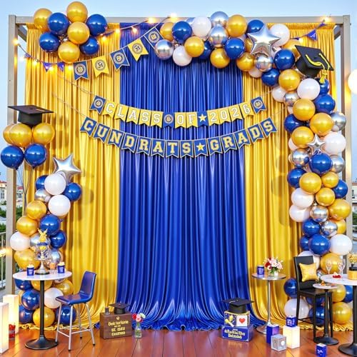 20x10ft Royal Blue Glitter Backdrop Curtain for Parties, Wrinkle Free Satin Photo Backdrop Drapes 4 Panels, alternate view 7