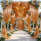 20x10ft Rust Orange Glitter Backdrop Curtain for Parties, Wrinkle Free Satin Photo Backdrop Drapes 4 Panels, alternate view 3