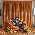 20x10ft Rust Orange Glitter Backdrop Curtain for Parties, Wrinkle Free Satin Photo Backdrop Drapes 4 Panels, alternate view 5