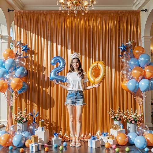 20x10ft Rust Orange Glitter Backdrop Curtain for Parties, Wrinkle Free Satin Photo Backdrop Drapes 4 Panels, alternate view 7