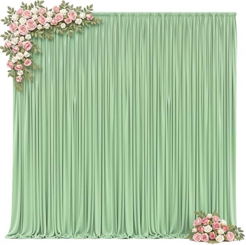 20x10ft Sage Green Backdrop Curtain for Parties Wrinkle Free Fabric Backdrop Curtain Birthday Party Photo, alternate view 6