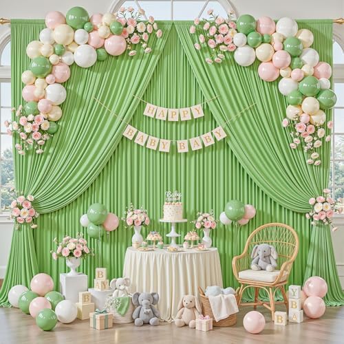 20x10ft Sage Green Backdrop Curtain Panels for Parties - Wrinkle Free Polyester Photo Curtain Backdrop Wedding, alternate