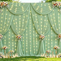 20x10ft Sage Green Backdrop Curtain with Lights String for Parties 4 Panels in 5'(W) x 10'(H),4 panels in Sage
