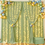 20x10ft Sage Green Backdrop Curtain with Lights String for Parties 4 Panels in 5'(W) x 10'(H),4 panels in Sage, alternate