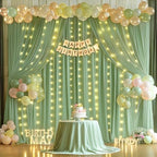20x10ft Sage Green Backdrop Curtain with Lights String for Parties 4 Panels in 5'(W) x 10'(H),4 panels in Sage, alternate