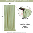 20x10FT Sage Green Backdrop Curtains for Wedding Parties, Wrinkle Free Photo Backdrop Curtains for Wedding, alternate view 4