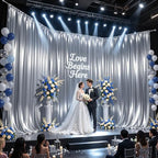 20x10ft Silver Glitter Backdrop Curtain for Parties, Wrinkle Free Satin Photo Backdrop Drapes 4 Panels 5x10FT, alternate view