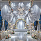 20x10ft Silver Glitter Backdrop Curtain for Parties, Wrinkle Free Satin Photo Backdrop Drapes 4 Panels 5x10FT, alternate view