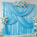 20x10ft Sky Blue Glitter Backdrop Curtain for Parties, Wrinkle Free Satin Photo Backdrop Drapes 4 Panels 5x10FT