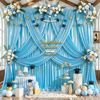 20x10ft Sky Blue Glitter Backdrop Curtain for Parties, Wrinkle Free Satin Photo Backdrop Drapes 4 Panels 5x10FT, alternate