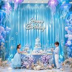 20x10ft Sky Blue Glitter Backdrop Curtain for Parties, Wrinkle Free Satin Photo Backdrop Drapes 4 Panels 5x10FT, alternate