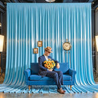 20x10ft Sky Blue Glitter Backdrop Curtain for Parties, Wrinkle Free Satin Photo Backdrop Drapes 4 Panels 5x10FT, alternate