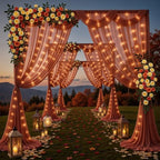 20x10ft Terracotta Tulle Backdrop Curtains with Lights String for Parties, Wrinkle Free Sheer Curtain Wedding, alternate view