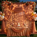 20x10ft Terracotta Tulle Backdrop Curtains with Lights String for Parties, Wrinkle Free Sheer Curtain Wedding, alternate view