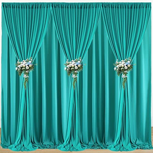 20x10ft Turquiose Backdrop Curtains for Parties, 4 Panels 5x10ft Wrinkle-Free Polyester Background Curtains for