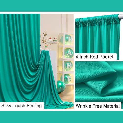20x10ft Turquiose Backdrop Curtains for Parties, 4 Panels 5x10ft Wrinkle-Free Polyester Background Curtains for, alternate