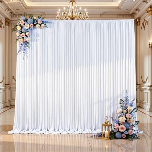 20x10FT White Backdrop Curtains for Parties, Wrinkle-Free in 5x10FT 4 Panels in White, alternate view 5