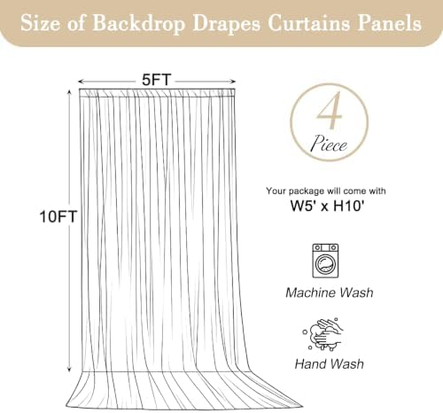 20x10ft White Backdrop Curtains for Parties Wrinkle Free Fabric Backdrop Curtain Wedding Photo Drapes Backdrop, alternate