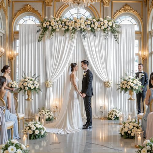 20x10ft White Backdrop Curtains for Parties Wrinkle Free Fabric Backdrop Curtain Wedding Photo Drapes Backdrop, alternate