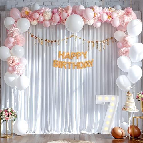 20x10ft White Backdrop Curtains for Wedding Parties Wrinkle Free White Curtains Photo Backdrop Drapes for, alternate view 6